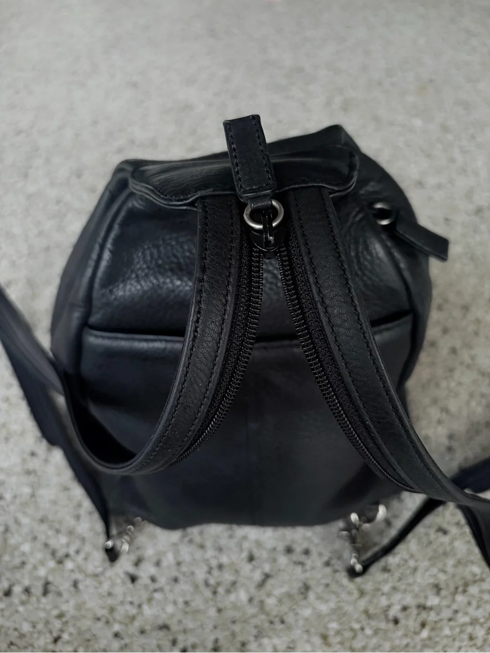 Nine West Black Genuine Leather Sling Backpack Crossbody Bag y2k gorpcore